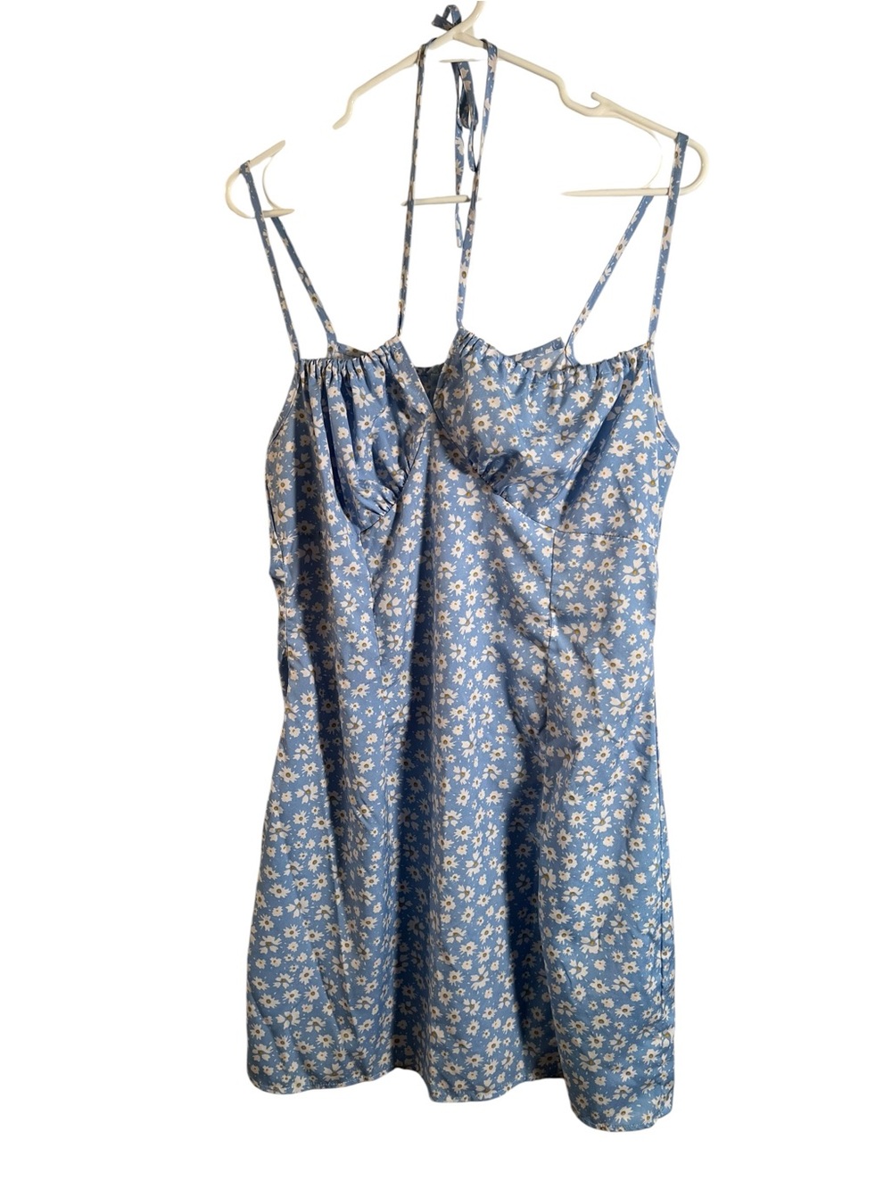 Shein Curve Women’s Plus Size 0X Mini Dress Light Blue White Yellow Ditsy Floral